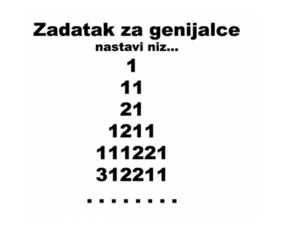 Zadatak za genijalce: Pogledajte sliku i nastavite niz