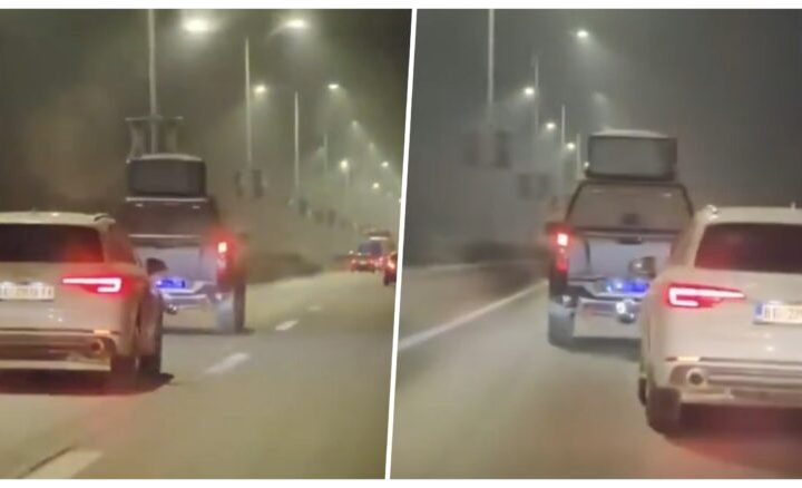 Da li je baš ovo oružje korišćeno protiv građana? Vozilo s velikom crnom kutijom na krovu ubrzano napušta Beograd, snimak kruži društvenim mrežama VIDEO